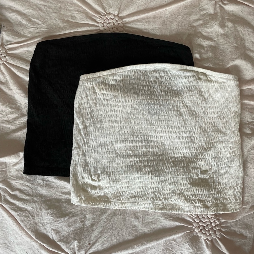 white and black tube top